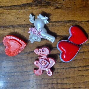 Vintage Valentine's Pins Brooches Resin Plastic Kids